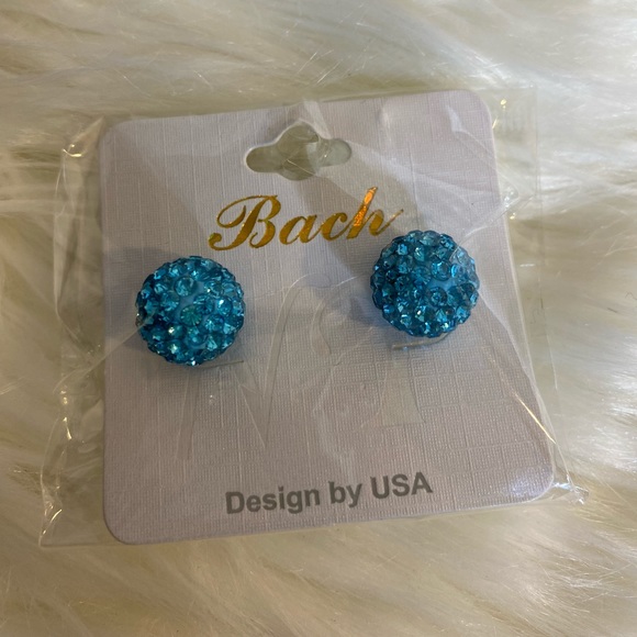Turquoise Rhinestone earrings - Picture 4 of 6